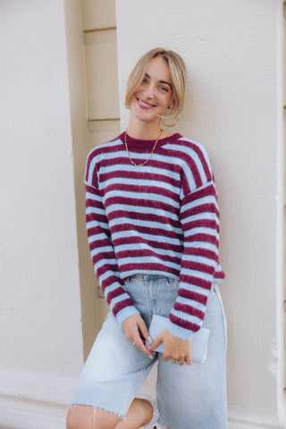 Gaby Knit - Bordeaux/Blauw