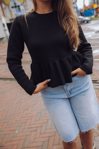 Desiree Peplum Knit - Zwart