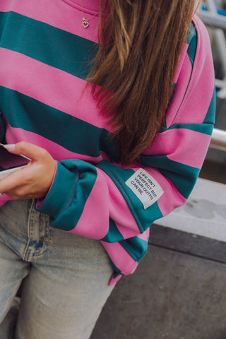 Elina Sweater - Zeegroen/Roze