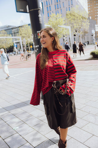 Tyra Longsleeve - Rood/Bruin