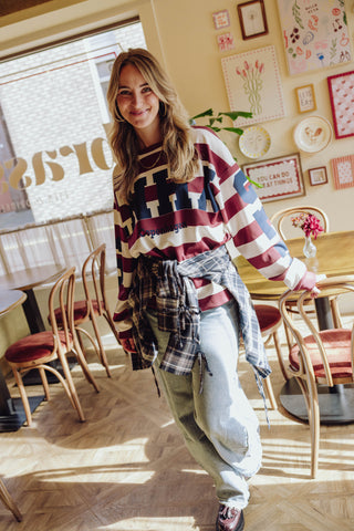 Copenhagen Sweater - Bordeaux/Offwhite