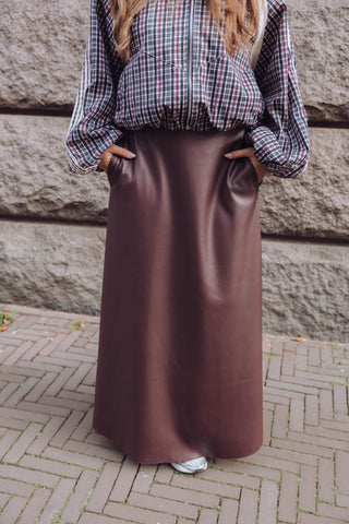 Lily PU Skirt - Bordeaux