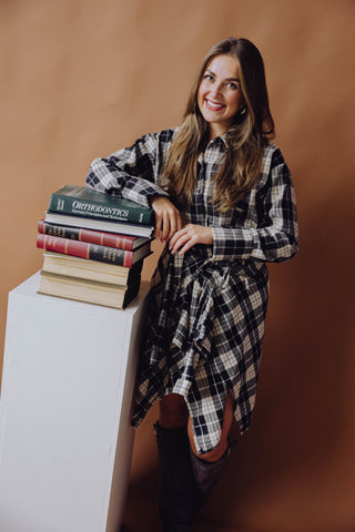 Aria Ruit Blouse - Zwart