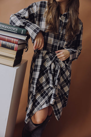 Aria Ruit Blouse - Zwart