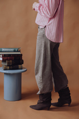 Kelly Barrel Jeans - Washed Brown