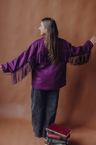 Milou Fringe Blazer - Aubergine