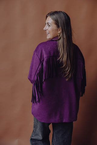 Milou Fringe Blazer - Aubergine