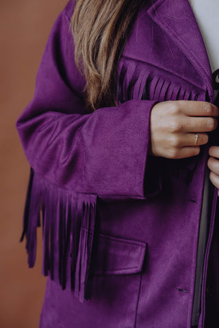 Milou Fringe Blazer - Aubergine