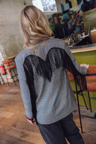 Nina Fringe Blazer - Grijs