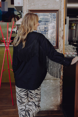 Naomi Fringe Blouse - Zwart