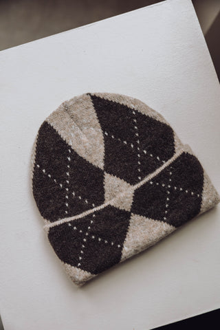 Ruit Beanie - Bruin/Beige