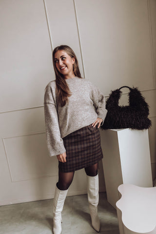 Rory Ruit Skirt - Bruin