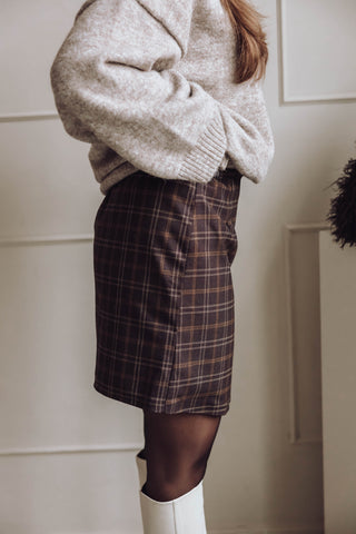 Rory Ruit Skirt - Bruin