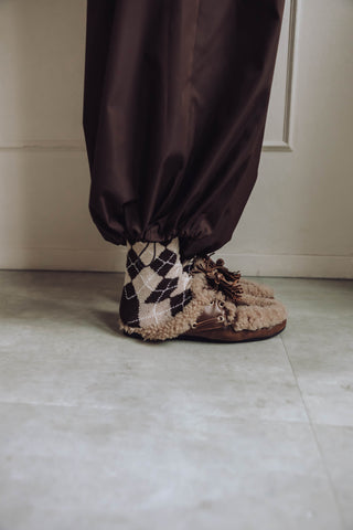 Ruit Socks - Beige/Bruin