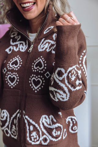 Paisley Cardigan - Bruin