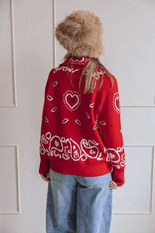 Paisley Cardigan - Rood